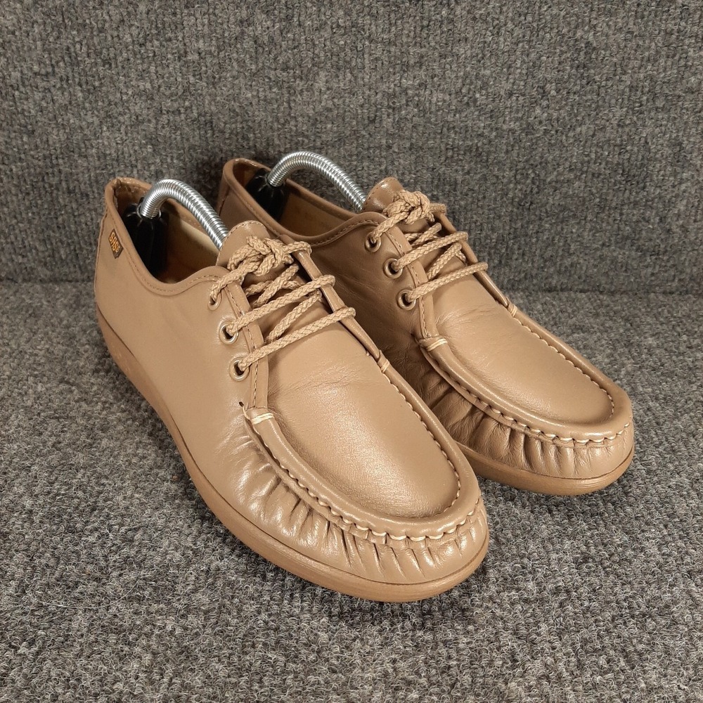 Women's SAS Siesta Lace Up Loafer Size 8 N Shoes Mocha Tan Moccasin Moc Toe USA